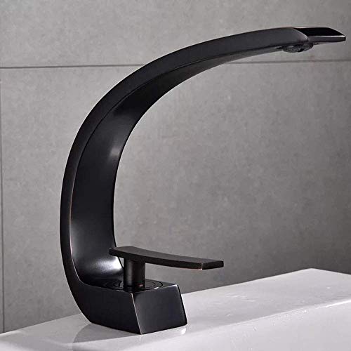 LMRJHAZ Waschbeckenarmatur, Küche, Badezimmer, warmes Zuhause, europäische schwarze Farbe, Kupfer-Wasserhahn, C-förmig, galvanisiert, schwarz, Badezimmer-Wasserhahn LMRJHAZ Waschbeckenarmatur, Küche, Badezimmer, warmes Zuhause, europäische schwarze Farbe, Kupfer-Wasserhahn, C-förmig, galvanisiert, schwarz, Badezimmer-Wasserhahn von LMRJHAZ