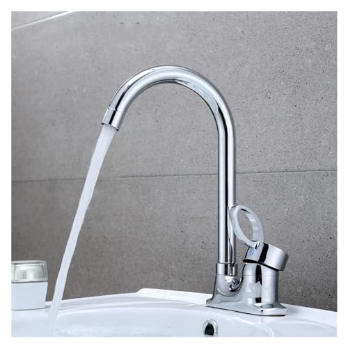 Spüle Wasserhahn Chrom Doppelhahn für heißes und kaltes Wasser, einfache Installation von LMRJHAZ