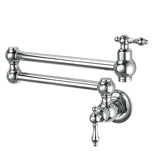 Topffüllwandhalterung Klappbares Küchenmessing Einer kalter Spüle Wasserhahn mit einzelnen Loch -Zwei -Griffen, schwingender Klapparm, gebürstet von LMRJHAZ