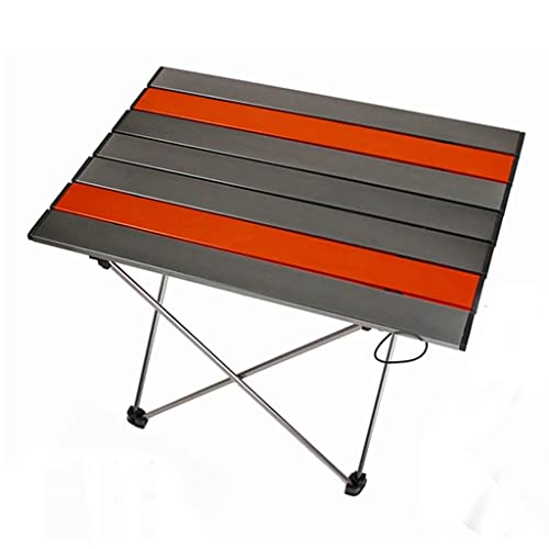 Tragbarer Outdoor -Klapptisch Ultraleicher Aluminiumlegierung Mini Faltbares Camping BBQ Air Collabsible Computer Desk (Farbe: Orange+Grau, Größe: Big) (Orange+Grau groß) von LMRJHAZ