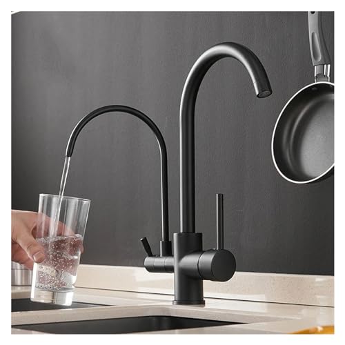 Wasserhahn, Filter Küche Wasserhähne Decksmischungsmischer TAP 360 Rotation mit Wasserreinigifikationsfunktionen Mixer Tap Crane kompatibel mit Küche WF-0176 (Farbe: Weiß, Größe: Schlauchgröße 9-16) von LMRJHAZ
