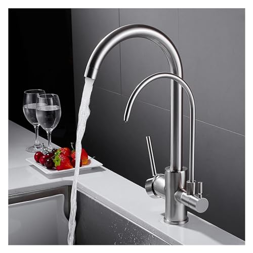 Wasserhahn, Filter Küche Wasserhähne Decksmischungsmischer TAP 360 Rotation mit Wasserreinigifikationsfunktionen Mixer Tap Crane kompatibel mit Küche WF-0176 (Farbe: Weiß, Größe: Schlauchgröße 9-16) von LMRJHAZ
