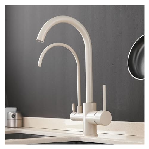 Wasserhahn, Filter Küche Wasserhähne Decksmischungsmischer TAP 360 Rotation mit Wasserreinigifikationsfunktionen Mixer Tap Crane kompatibel mit Küche WF-0176 (Farbe: Weiß, Größe: Schlauchgröße 9-16) von LMRJHAZ