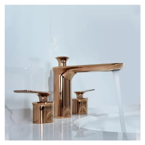 LMRJHAZM FYFGNB Polierte Installation Badewanne Drei-Loch-Doppelgriff Warm- und Kaltwasserhahn (Rose Gold) von LMRJHAZM
