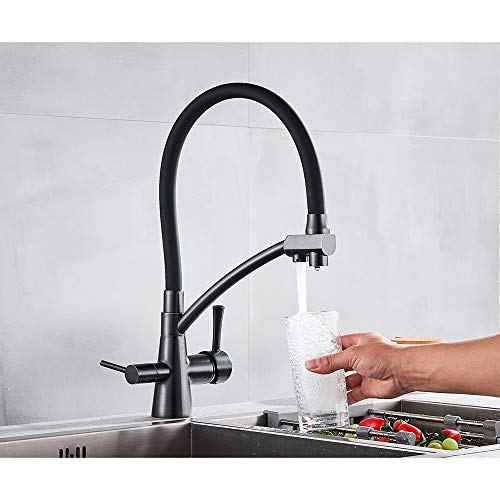 LMRJHAZM Gefilterte Küchenarmaturen, ziehen Sie nach unten 360 Grad Rotationsmischmatte, reiner Wasserkran für Küchenfilter, Wasserhahn Chrom (gebürstetes Gold) von LMRJHAZM