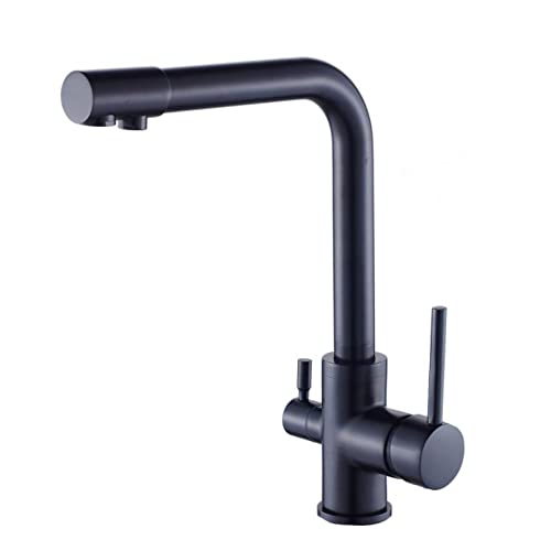 LMRJHAZM Küchenarmatur, 3-Wege-Wasserhähne aus Messing, Direkt, Trinkwasser und Kaltwasser, drehbar, multifunktional, Wasserreiniger, Wasserhahn, Schwarz (schwarz) von LMRJHAZM