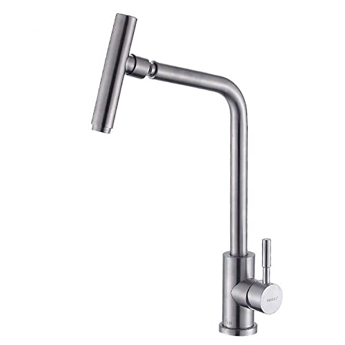 LMRJHAZM Küchenarmatur aus Edelstahl, kann um 360 Grad gedreht werden, Kalt- und Warmwassermischer, Spülmaschine, Küchenspüle, Wasserhahn, Einhandgriff, bleifrei von LMRJHAZM