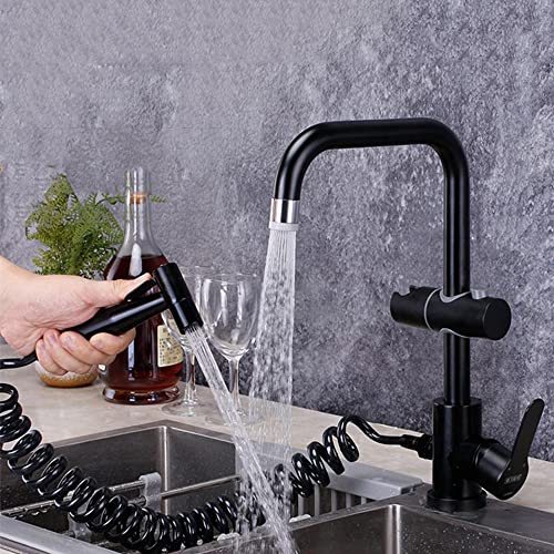 LMRJHAZM Küchenarmaturen mit Pull-Out-Sprühkopf aus Edelstahl, drehbar, Heißwasserpistole, multifunktional, Wasserhahn für Küchenwaschbecken, B (b) Wasserpistole von LMRJHAZM