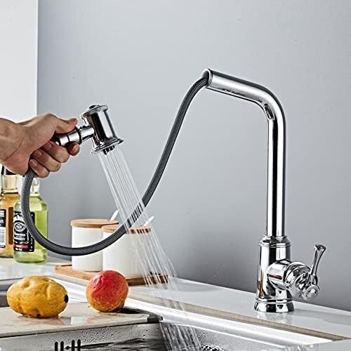 LMRJHAZM Küchenspülbecken Wasserhahn für Barfarmhaus kommerziell, schwarzer Eingriff mit weißer Küche, ein Lochküche 360 Grad schwarze Wasserhähne, Wassermischer -Wasserhahn (8345 Schwarz) von LMRJHAZM