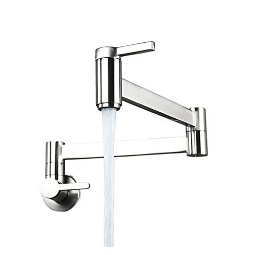 LMRJHAZM Messing Doppelbecken Wasserhahn Küche In-Wand Faltbarer kaltes Tap Mop-Spüle Ausdehnung Potfüller Wasserhahn Gold Schwarz Chrom (Chrom) von LMRJHAZM
