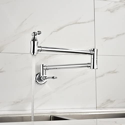 LMRJHAZM Topffüller, Wasserhahn, Wandmontage, Küchenherd, Messing, Doppelgelenk, Schwingarm, Waschbeckenarmatur, faltbar, dehnbar, mit einem Loch, zwei Han von LMRJHAZM