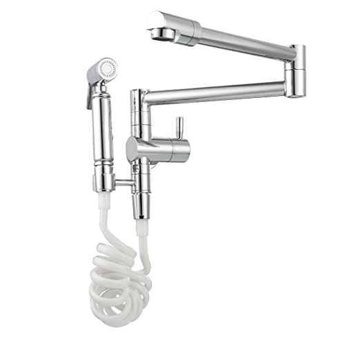 LMRJHAZM Topffüller Küchenspüle Wasserhahn mit Sprühgerät, Wandmontage Einkaltes Wasserklappküchenmessing Einergriff einsensvoller Topffüller Wasserhahn mit Schwingarm, schwarz (schwarz) von LMRJHAZM