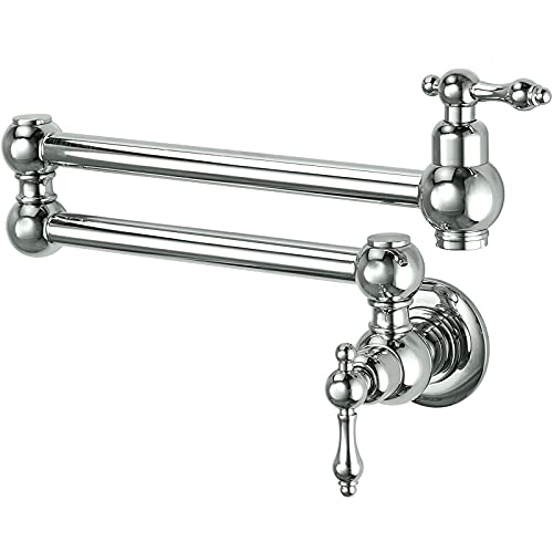 LMRJHAZM Wandmontierte Topffüller Messing Potfüller Wasserhahn mit Doppelgelenkschwungarmen 2 Griffe Küche kaltes Wasser Wasserhahn, C (a) von LMRJHAZM