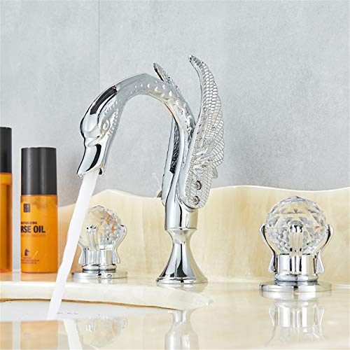 LMRJHAZM Waschbeckenspüle Tipp, Luxusgold 3pcs Badezimmer Wasserhahn, 2 Griffe Bademischer Home Improvement Beauty Badewanne Mixer Taps, Gold (gebürstete Nickel) von LMRJHAZM