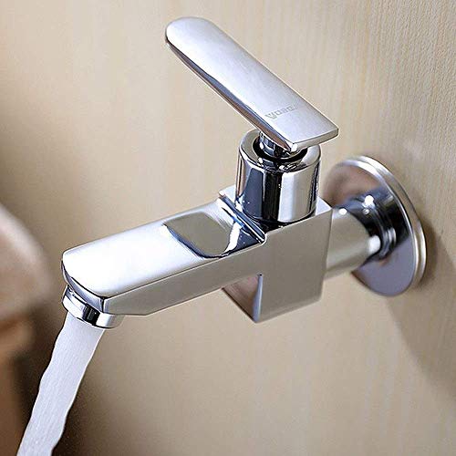 LMRJHAZM Wasserhähne, Galvanisch, Wasserhahn Kitchet Kitche Wandmontage Schmieden Einzelloch-Zahn nur kaltes Wasser Schnellspule G1/2 Interface/Silber (schwarz) von LMRJHAZM