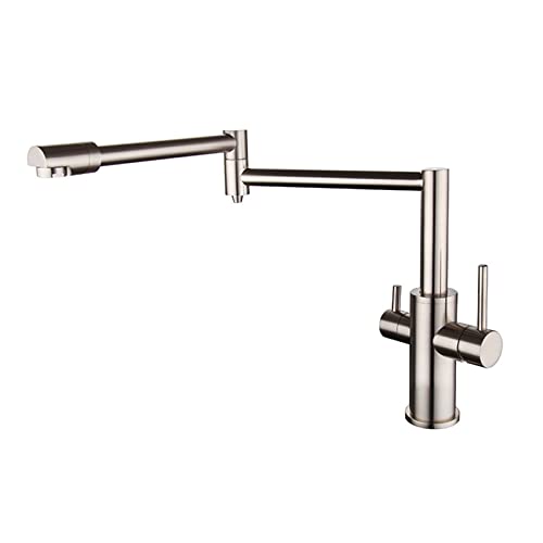 LMRJHAZM Wasserhähne Potfüller Klapperdeck Mount Spülbecken Wasserhahn mit dehnbarem Doppelgelenksschwung Arm, direkter Trinkhahn, Messing zwei Griffe Einzellochmixer -Wasserhahn, gebürstet, a LMRJHAZM Wasserhähne Potfüller Klapperdeck Mount Spülbecken Wasserhahn mit dehnbarem Doppelgelenksschwung Arm, direkter Trinkhahn, Messing zwei Griffe Einzellochmixer -Wasserhahn, gebürstet, a von LMRJHAZM