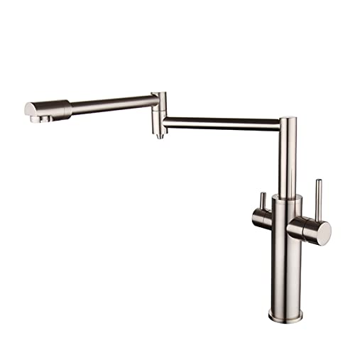 LMRJHAZM Wasserhähne Potfüller Klapperdeck Mount Spülbecken Wasserhahn mit dehnbarem Doppelgelenksschwung Arm, direkter Trinkhahn, Messing zwei Griffe Einzellochmixer -Wasserhahn, gebürstet, a LMRJHAZM Wasserhähne Potfüller Klapperdeck Mount Spülbecken Wasserhahn mit dehnbarem Doppelgelenksschwung Arm, direkter Trinkhahn, Messing zwei Griffe Einzellochmixer -Wasserhahn, gebürstet, a von LMRJHAZM