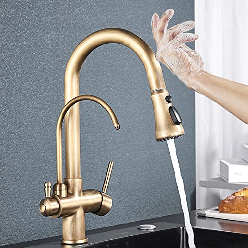 LMRJHAZM Wasserhahn Antik Messing Touch Küche Wasserhahn Wasserhahn Montierbar 360 Rotation Ziehen Weiches Wasser Waschlappen heißen Kalt Mixer Kran LMRJHAZM Wasserhahn Antik Messing Touch Küche Wasserhahn Wasserhahn Montierbar 360 Rotation Ziehen Weiches Wasser Waschlappen heißen Kalt Mixer Kran von LMRJHAZM