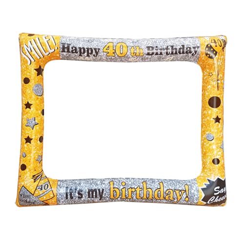 LMSHOWOWO 40 Geburtstag Aufblasbarer Fotorahmen, Gold Silber Aufblasbarer Bilderrahmen, 40. Geburtstagsfeier Photo Booth Requisiten, Selfie Rahmen für Frauen Männer Partys Feste Geburtstagdeko LMSHOWOWO 40 Geburtstag Aufblasbarer Fotorahmen, Gold Silber Aufblasbarer Bilderrahmen, 40. Geburtstagsfeier Photo Booth Requisiten, Selfie Rahmen für Frauen Männer Partys Feste Geburtstagdeko von LMSHOWOWO