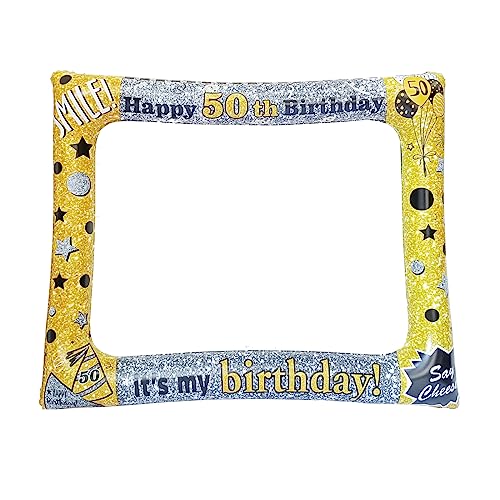 LMSHOWOWO 50 Geburtstag Aufblasbarer Fotorahmen, Gold Silber Aufblasbarer Bilderrahmen, 50. Geburtstagsfeier Photo Booth Requisiten, Selfie Rahmen für Frauen Männer Partys Feste Geburtstagdeko LMSHOWOWO 50 Geburtstag Aufblasbarer Fotorahmen, Gold Silber Aufblasbarer Bilderrahmen, 50. Geburtstagsfeier Photo Booth Requisiten, Selfie Rahmen für Frauen Männer Partys Feste Geburtstagdeko von LMSHOWOWO