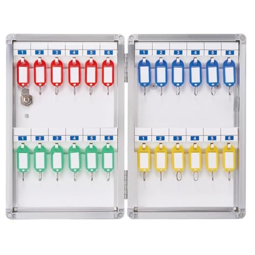 Aluminium-Schlüsselkasten mit Sicherheitsschloss für Klassenzimmer, Büro, Fitnessstudio, Wandmontage, Schlüsselkasten mit Etiketten, 24 Haken Aluminium-Schlüsselkasten mit Sicherheitsschloss für Klassenzimmer, Büro, Fitnessstudio, Wandmontage, Schlüsselkasten mit Etiketten, 24 Haken von LMTYBOC
