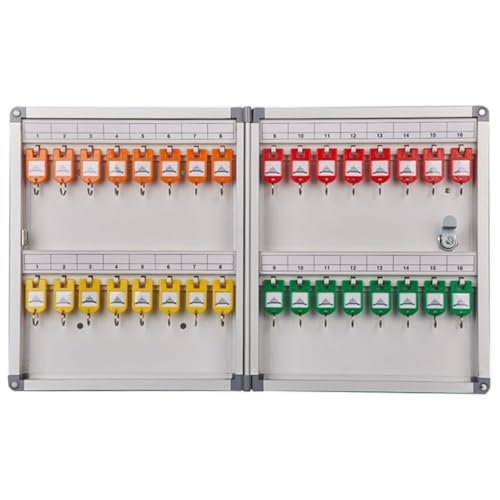 LMTYBOC Robuster Schlüsselschrank aus Aluminium zur Wandmontage, mit Haken und Etiketten, ideal für Hotels, Immobilienagenturen und Autoverwaltung (32 Schlüssel) von LMTYBOC