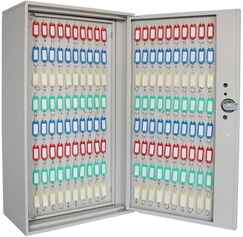 Schlüssel-Organizer aus Stahl zur Wandmontage, mit Schlüsselanhängern, 600 Positionen, Schlüsselaufbewahrung, Schloss, Box (Silber) von LMTYBOC