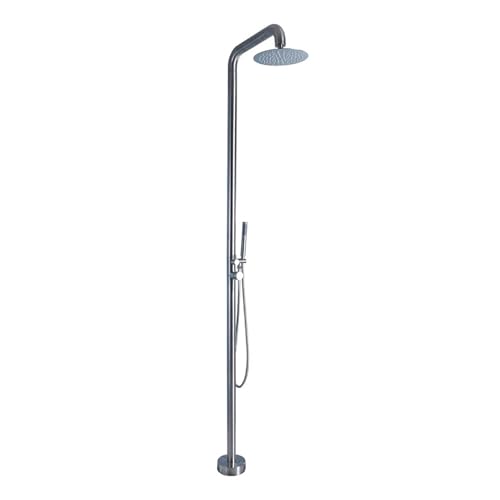 LMXRYPD Gartendusche Aussendusche aus Edelstahl, Bodenstehender Doppelduschkopf mit Verstellbarer Sprühdüse, 25 cm Duschkopf, Handbrause, für Garten, Strand(Silver) von LMXRYPD