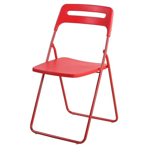 LMXRYPD Klappstuhl Esszimmer. Foldable Chair. Sitzfläche aus Kunststoff, Rahmen aus Kohlenstoffstahl. Für Büros, Schulveranstaltungen und Klassenzimmer (Color : Red) von LMXRYPD