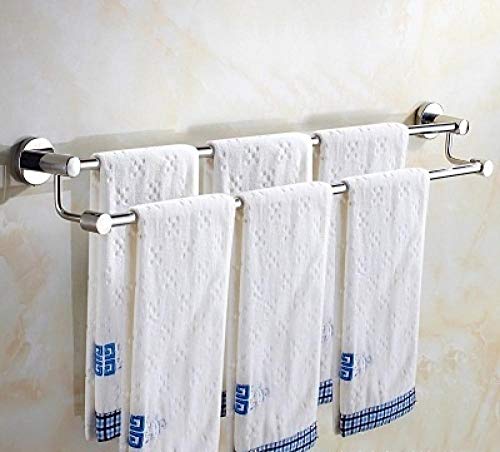 Double Towel Rails Screw Wall Mounted,SUS 304 Stainless Steel Bath Towel Holder, Rustproof Hand Towel Bar,Towel Rod Mirror Reflection For Bathroom,Long 60cm von LMYB