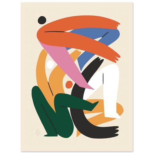 Drucken Sie tanzendes Ölgemälde auf Leinwand | Tanz | „Tanzparty“-Poster und -Drucke | Abstraktes minimalistisches Wanddekor-Wandbild (50 x 70 cm/Innenrahmen) von LMYCHENG