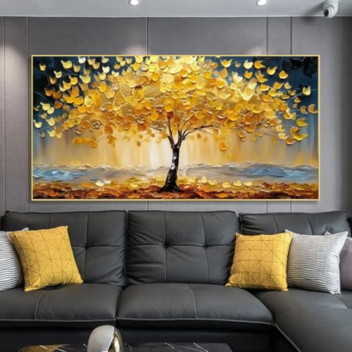 LMYCHENG Abstrakte goldene Baumdrucke, Ölgemälde auf Leinwand, gelber Lebensbaum, Wandkunst, moderner Glücksbaum, Leinwandplakat, Heimdekoration, 80 x 160 cm, rahmenlos LMYCHENG Abstrakte goldene Baumdrucke, Ölgemälde auf Leinwand, gelber Lebensbaum, Wandkunst, moderner Glücksbaum, Leinwandplakat, Heimdekoration, 80 x 160 cm, rahmenlos von LMYCHENG