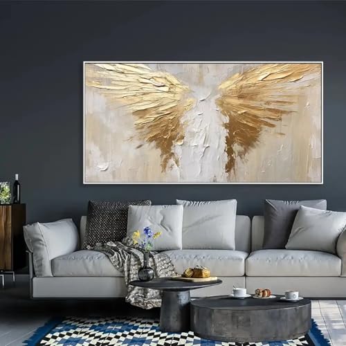 LMYCHENG Goldene Flügel, Gemälde auf Leinwand, Poster, Drucke, abstrakte Flügel, Wandkunst, Gemälde, große Wanddekoration, Wohnzimmer, Schlafzimmer, 80 x 160 cm, rahmenlos LMYCHENG Goldene Flügel, Gemälde auf Leinwand, Poster, Drucke, abstrakte Flügel, Wandkunst, Gemälde, große Wanddekoration, Wohnzimmer, Schlafzimmer, 80 x 160 cm, rahmenlos von LMYCHENG