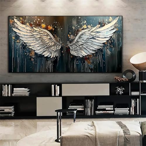 Ölgemälde mit schwarz-weißem Flügel, Leinwand, Poster, Drucke, große Wandkunst, abstrakte Kunst, Malerei, minimalistisch, moderne Wohnkultur, Wandbild, Geschenk, 70 x 140 cm, rahmenlos Ölgemälde mit schwarz-weißem Flügel, Leinwand, Poster, Drucke, große Wandkunst, abstrakte Kunst, Malerei, minimalistisch, moderne Wohnkultur, Wandbild, Geschenk, 70 x 140 cm, rahmenlos von LMYCHENG