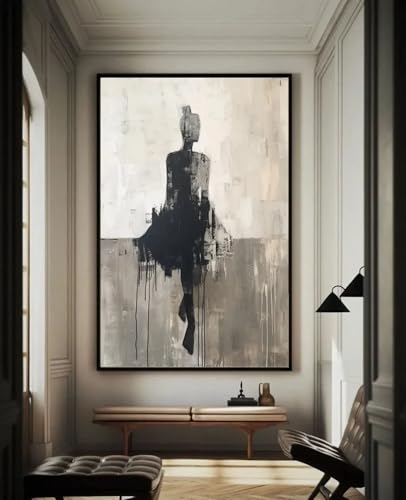 Schwarzes Ölgemälde, Rückenporträt einer Tänzerin, Kunst eines einsamen Mädchens für die Wanddekoration im Wohnzimmer, Poster und Drucke, 70 x 100 cm, rahmenlos von LMYCHENG