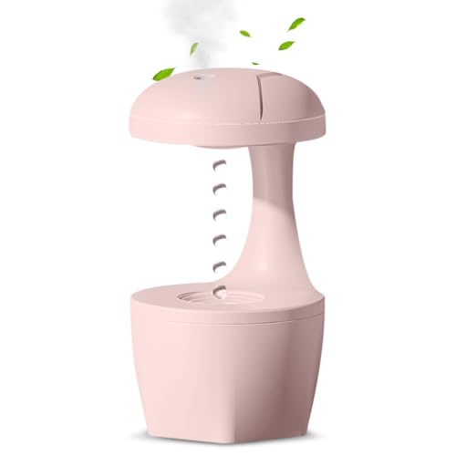 800ML Luftbefeuchter mit Anti Schwerkraft Wassertropfen Lichteffekte, Diffuser Humidifier, Leise Energieeinsparung, Automatische Abschaltung, für Babyzimmer Schlafzimmer Büro (Rosa) von LMYDIDO