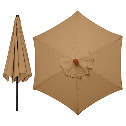 LMYDIDO 300cm Sonnenschirm Ersatzbezug 6 Streben Ersatz-Sonnenschirm Überdachung Ersatzabdeckung mit 6 Rippen Outdoor-Regenschirm Sonnenschutz (Khaki) von LMYDIDO