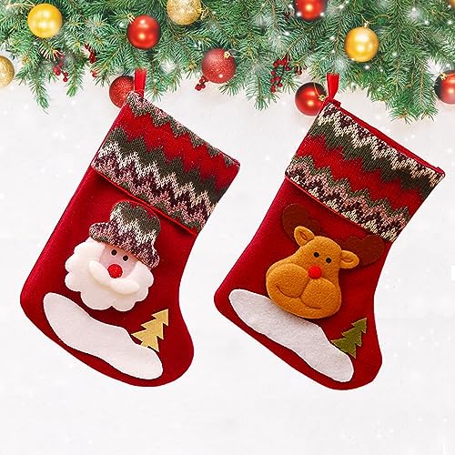 LMYEE Weihnachtsstrümpfe 2 Stück Nikolausstiefel, Weihnachtsmannsstiefel, verwendet zum Füllen von weihnachtssocken deko, hängende Weihnachtsdekorationen für Kamine, Handläufe und Weihnachtsbäume von LMYEE