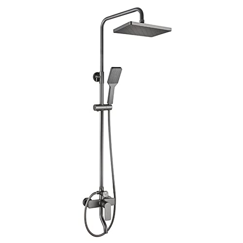 Badezimmer Dusche Hochdruck Regendusche Duschkopf/Handbrause Combo mit Halterung und Schlauch Einstellbar Anti-Leck Duscharmatur Set Kupfergrau (Grau) von LMYFGHRD