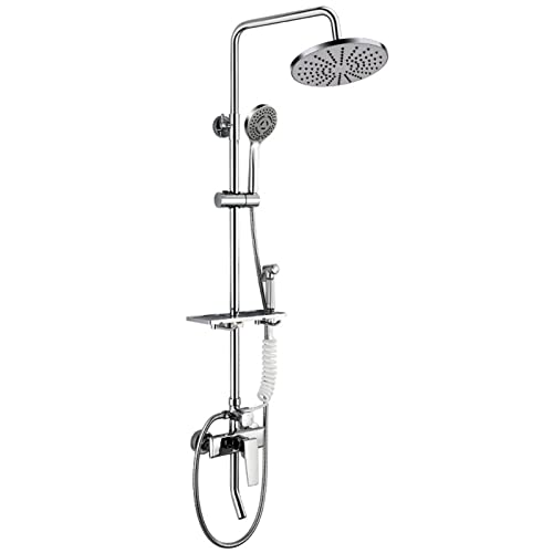 Badezimmer Regenmischer Dusche Combo Set Wandmontage Regendusche Kopfsystem mit Handbrause Messing Grobe Umstellventil und Verkleidung Kit enthalten Chrom von LMYFGHRD
