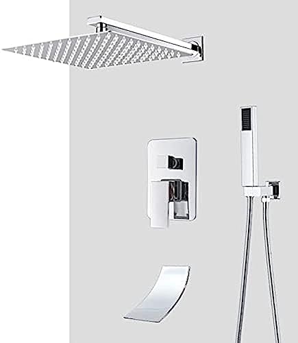 Badezimmer-Wasserhahn, Chrom, Regenduschkopf, Duscharmatur, Wandmontage, Badewanne, Badewanne, Mischbatterie, Schönheit, Badezimmer-Set, Dusche, einfarbig, 20,3 cm, 3-Wege-A (30,5 cm, 3-Wege-B) von LMYFGHRD