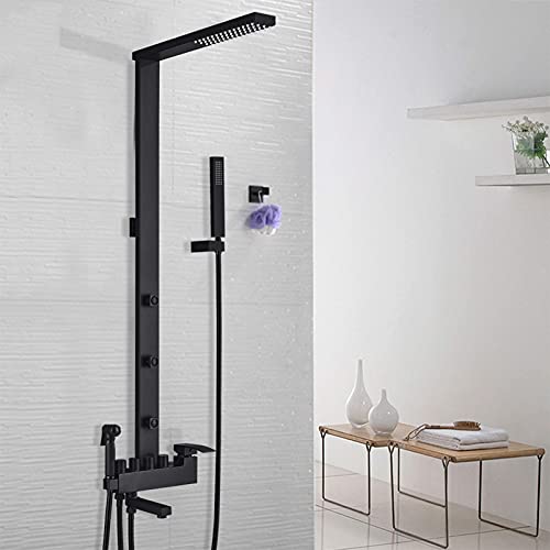 Duscharmatur-Set Mattschwarz Badezimmer Regendusche Duschkopf Massage Spa Düsen Bidet Dusche mit Wannenauslauf Freiliegendes Duschsystem Badewanne Dusche Mischbatterie Duscharmatur-Set Mattschwarz Badezimmer Regendusche Duschkopf Massage Spa Düsen Bidet Dusche mit Wannenauslauf Freiliegendes Duschsystem Badewanne Dusche Mischbatterie von LMYFGHRD