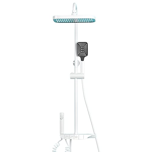 Duschkopf-Kombi-Set – Handbrause mit Druckknopf, Regendusche, Wasserhahn-Kombination – Luxus-Hochdruck-Duschsystem zur Wandmontage für Badezimmer (weiß) von LMYFGHRD