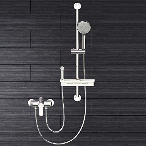 Duschsystem Messing Handbrause Set beinhaltet Handbrause Bad Wasserhahn Brauseschlauch Sprühpistole und Duschkopfhalter Wandmontage poliertes Chrom von LMYFGHRD