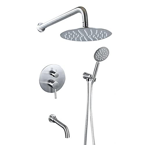Duschsystem mit 3 Funktionen, rundes Duschset, Regenduschkopf & Handbrause, Badezimmer, Regenduschset, schwarz, 25,4 cm (A,8 Zoll) von LMYFGHRD