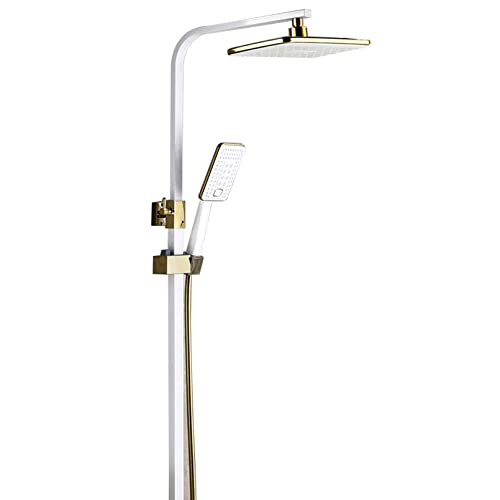 Hochdruck-Duschkopf, Handbrause, 4-in-1-Duschsystem zur Wandmontage, mit digitalem Display und 4 Einstellknöpfen, Duscharmatur-Set für Badezimmer (weiß) von LMYFGHRD