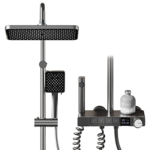Hochdruck-Regenduschkopf und Handbrause Combo Luxus Wandmontage Duschsystem mit Schlauch Anti-Leck mit Halterung für Badezimmer von LMYFGHRD
