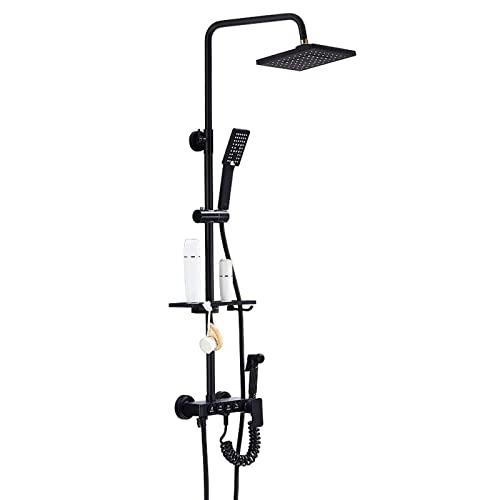 Höhe Duschsystem Schwarz Wandmontage Duschset Messing mit Handbrause Kopf Körpersprühsystem Modern Duscharmatur Set für Badezimmer Hotel Gym Höhe Duschsystem Schwarz Wandmontage Duschset Messing mit Handbrause Kopf Körpersprühsystem Modern Duscharmatur Set für Badezimmer Hotel Gym von LMYFGHRD