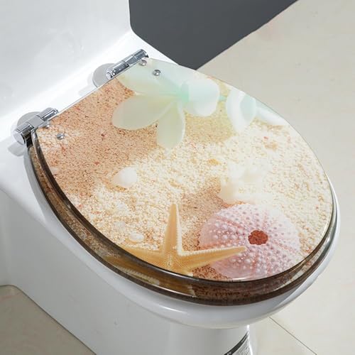 Ocean Series WC-Sitz aus Kunstharz mit Absenkautomatik, transparenter Toilettensitz mit langsamem Schließscharnier und Schnellentriegelungsmechanismus (Stil B) von LMYFGHRD