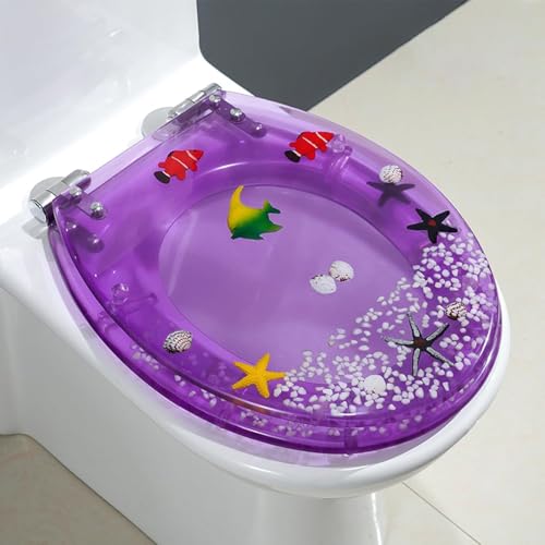 Ocean Series WC-Sitz aus Kunstharz mit Absenkautomatik, transparenter Toilettensitz mit langsamem Schließscharnier und Schnellentriegelungsmechanismus (Stil H) von LMYFGHRD